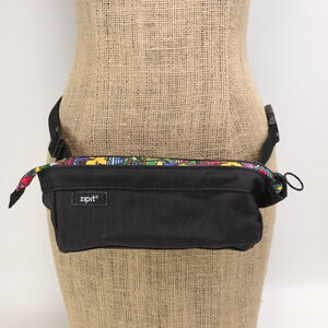 Zipit Fanny Pack Pencil Case Handbag Unisex Black Nylon Graffiti Pouch Purse